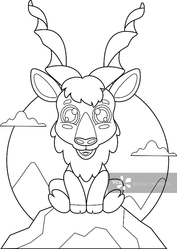 可爱的马尔科尔小羊卡通角色轮廓图图片素材