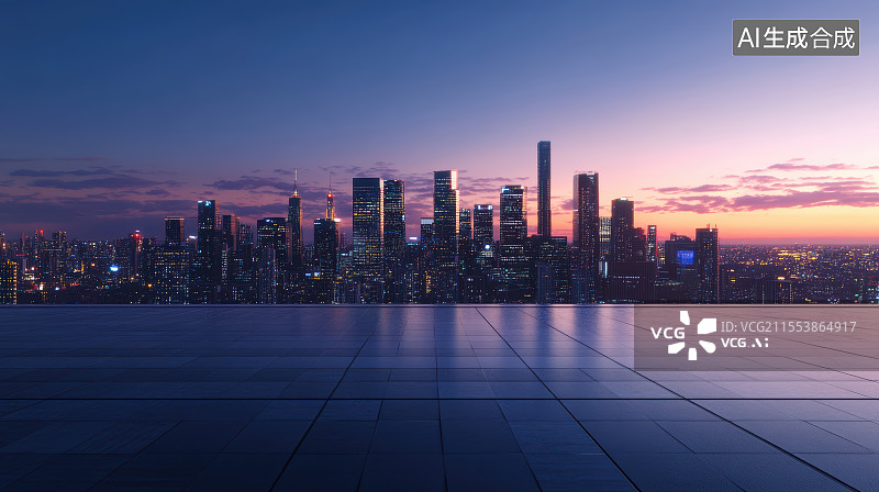 【AI数字艺术】城市夜景风光道路平台图片素材