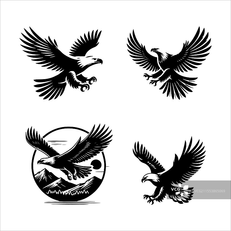 飞翔的鹰剪影艺术图片素材