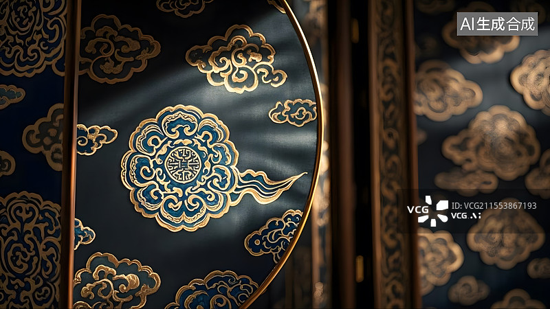 【AI数字艺术】精美中式屏风细节图图片素材