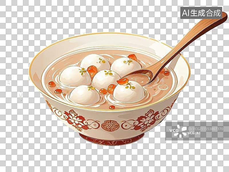 【AI数字艺术】国潮单品元素-藕粉圆子图片素材