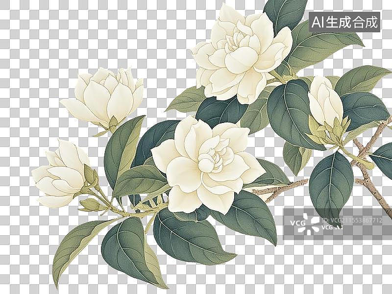 【AI数字艺术】国潮单品元素-茉莉花图片素材