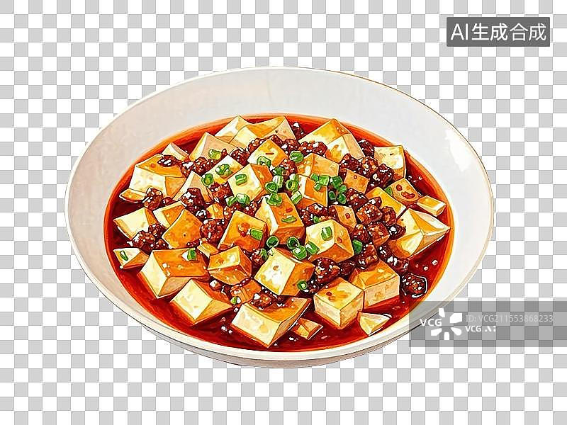 【AI数字艺术】国潮单品元素-麻婆豆腐图片素材