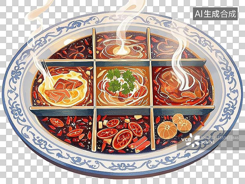 【AI数字艺术】国潮单品元素-九宫格火锅图片素材