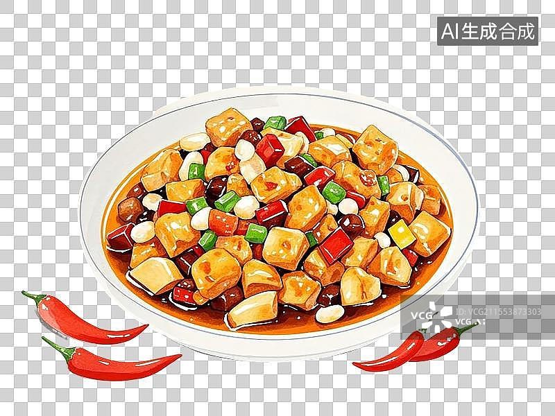 【AI数字艺术】国潮单品元素-宫保鸡丁图片素材