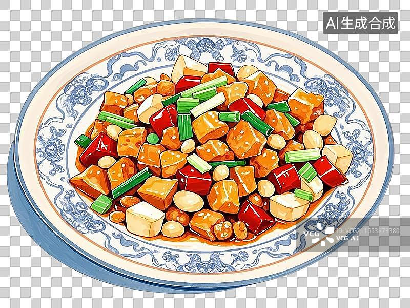 【AI数字艺术】国潮单品元素-宫保鸡丁图片素材