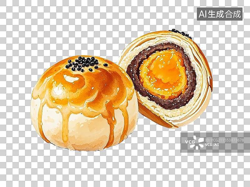 【AI数字艺术】国潮单品元素-蛋黄酥图片素材