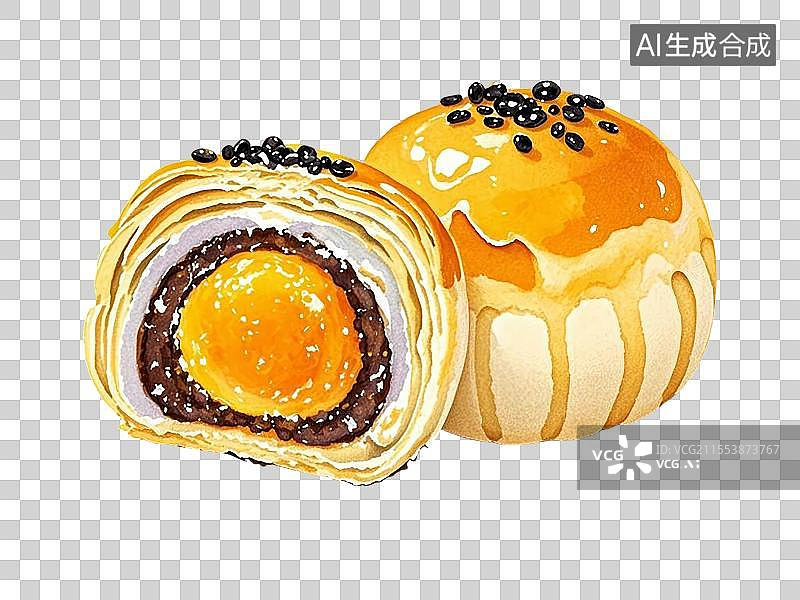 【AI数字艺术】国潮单品元素-蛋黄酥图片素材