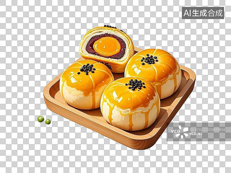 【AI数字艺术】国潮单品元素-蛋黄酥图片素材