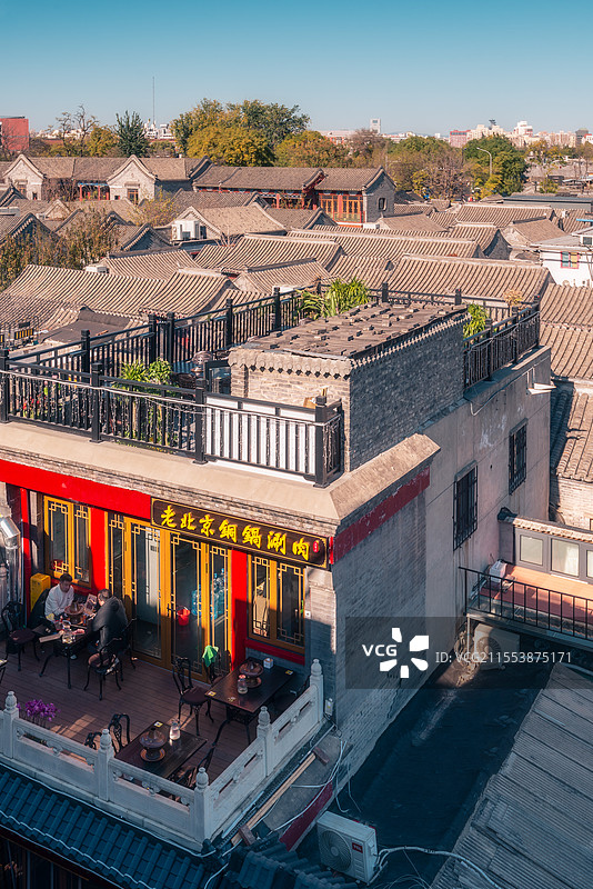 北京什刹海边上的胡同和民居图片素材