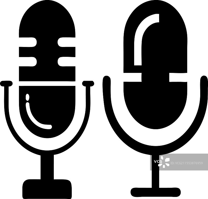 两个简单的黑色剪影麦克风图片素材