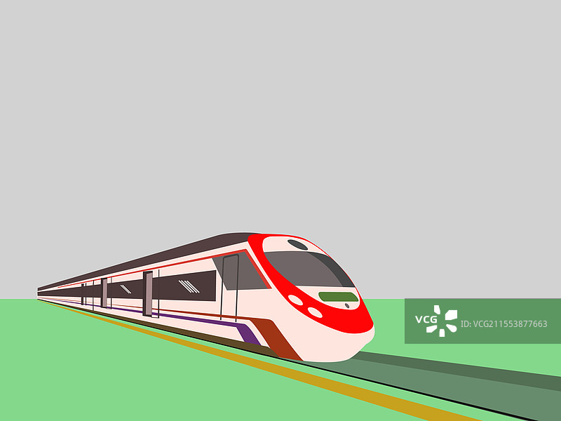 高速列车在轨道上行驶图片素材