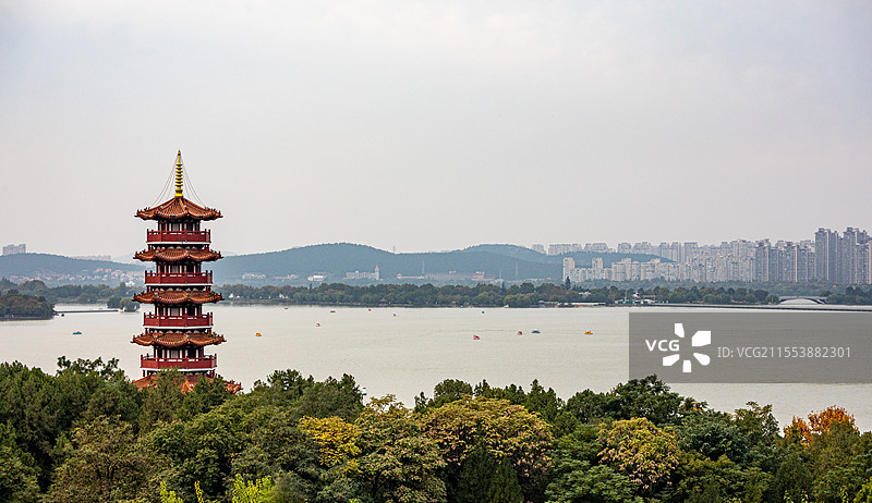 徐州云龙山云龙湖金山公园苏公塔山水城市自然景观图片素材