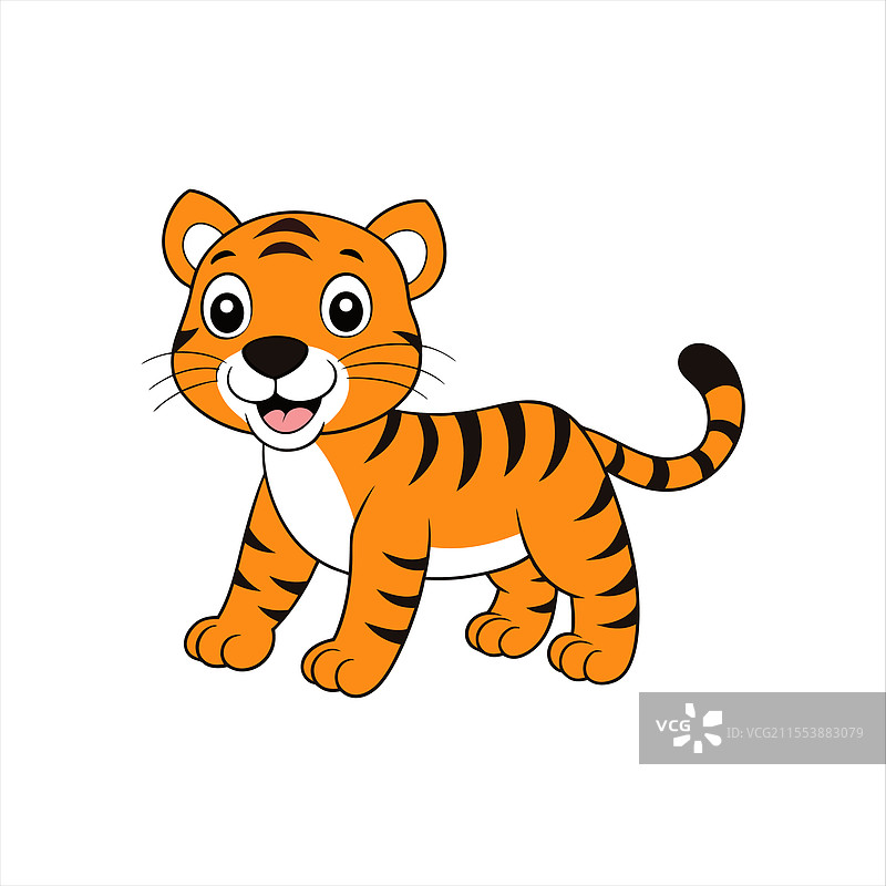 顽皮的卡通小老虎艺术作品图片素材