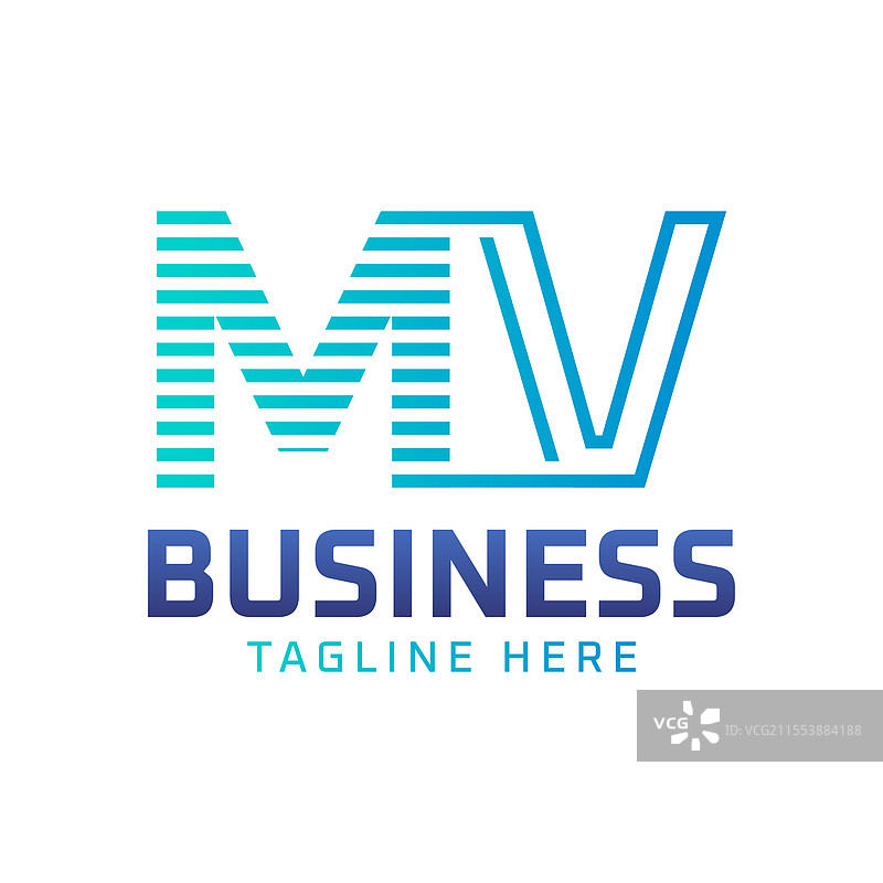 现代简约的MV字母标志设计图片素材