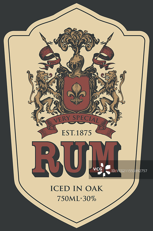 手绘的朗姆酒标签或横幅图片素材