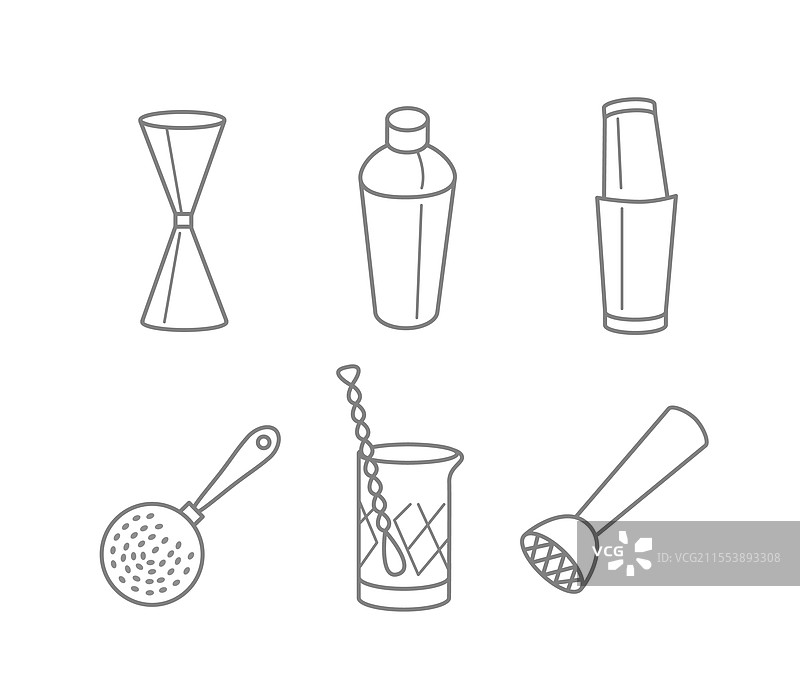 调酒工具图标集图片素材