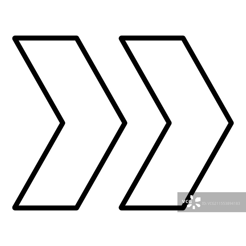 双右箭头扁平图标，背景为白色图片素材