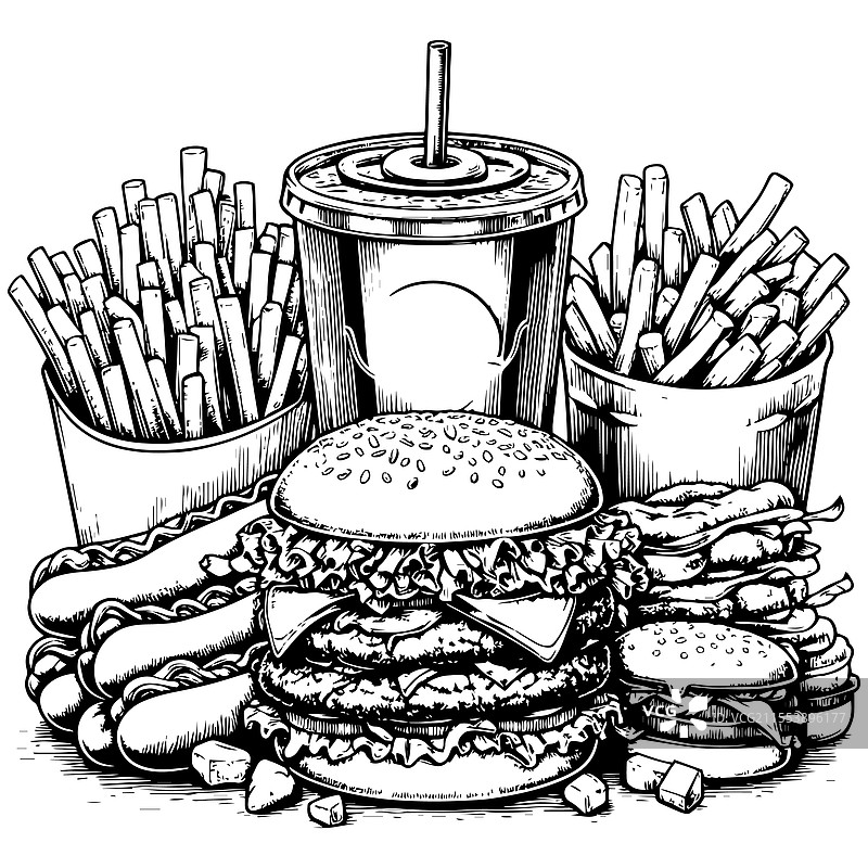 快餐盛宴雕刻图片素材