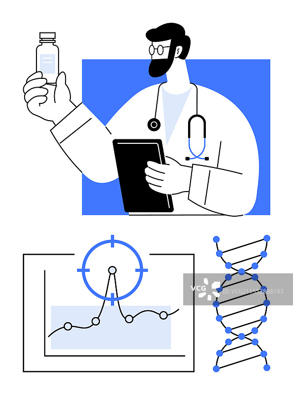 医疗专业人员手持分析用的药瓶图片素材