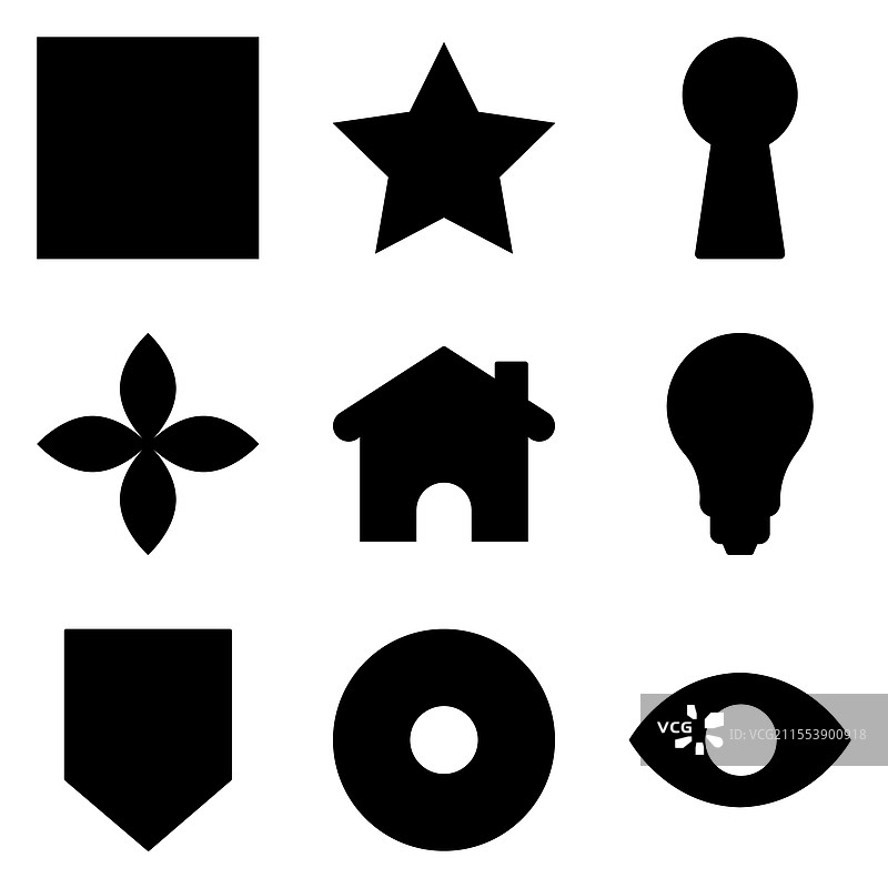 简单形状图标扁平图标集，孤立于背景上图片素材