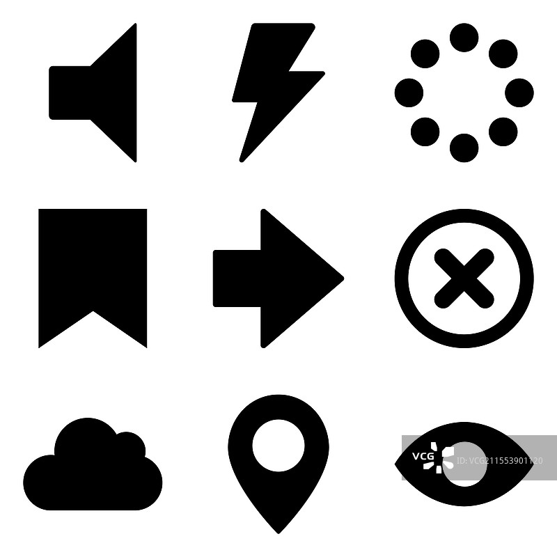 简单形状图标扁平图标集，孤立于背景上图片素材