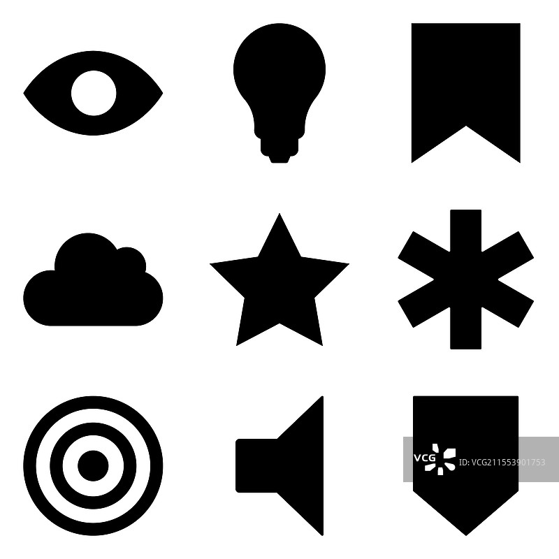 简单形状图标扁平图标集，孤立于背景上图片素材