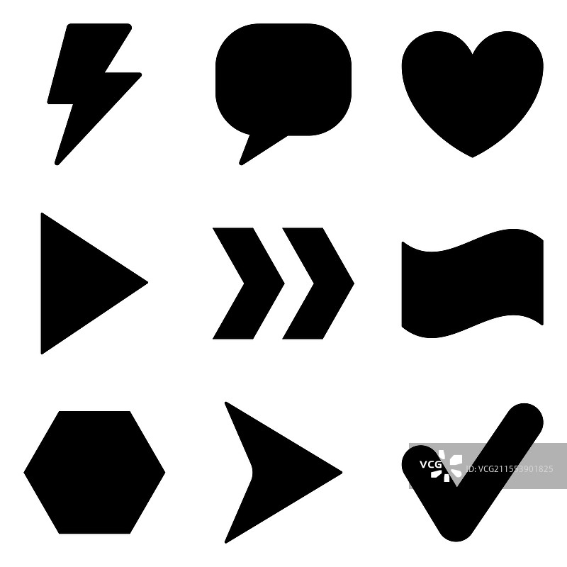 简单形状图标扁平图标集，独立于背景图片素材