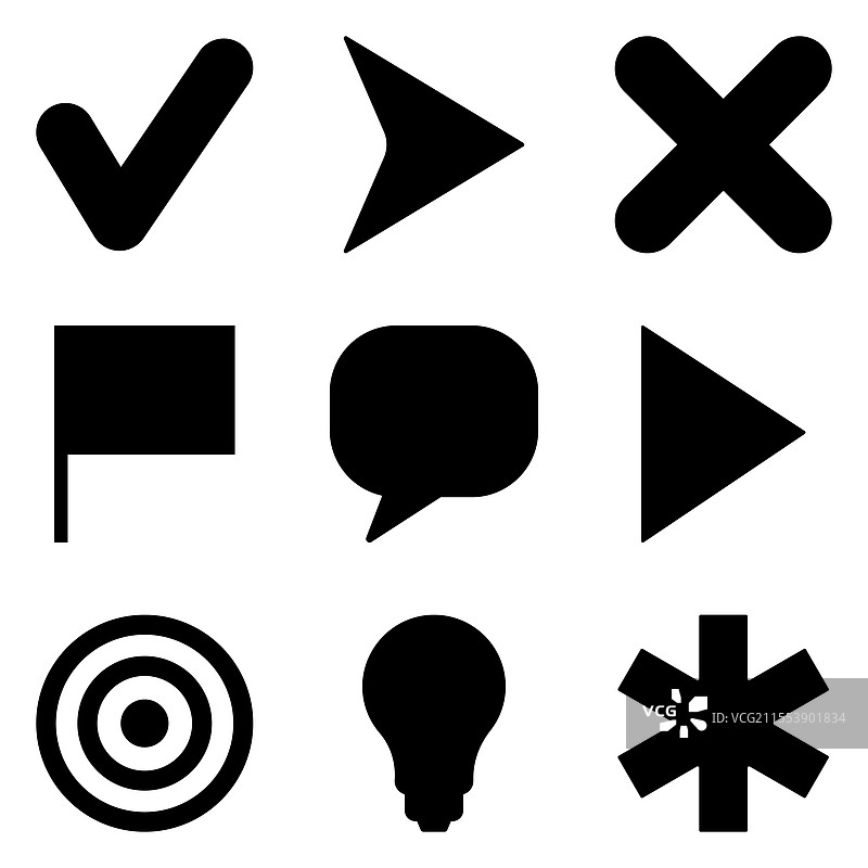 简单形状图标扁平图标集，孤立于背景上图片素材