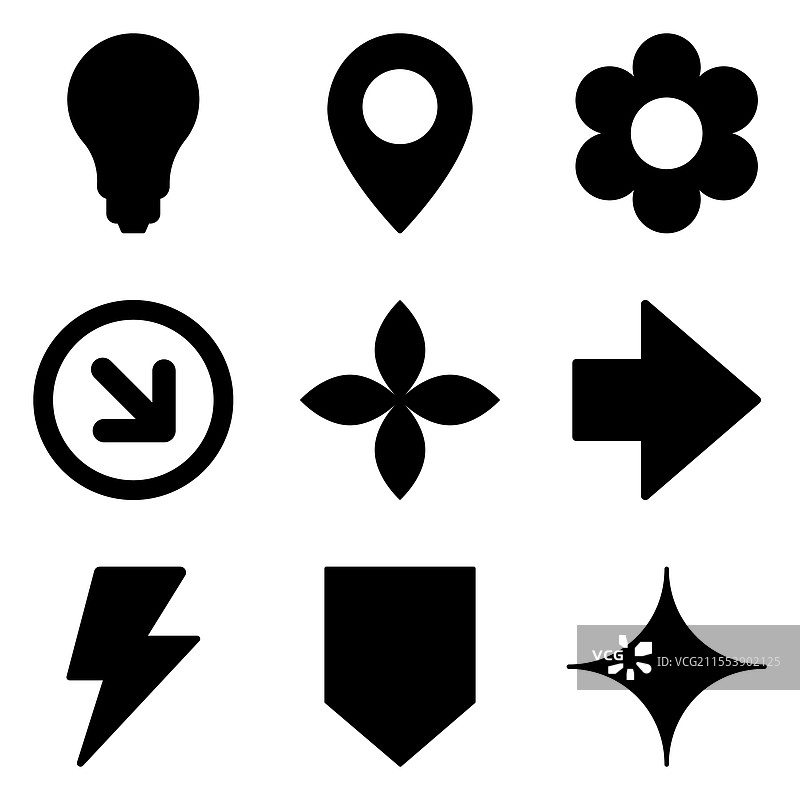 简单形状图标扁平图标集，孤立于背景上图片素材