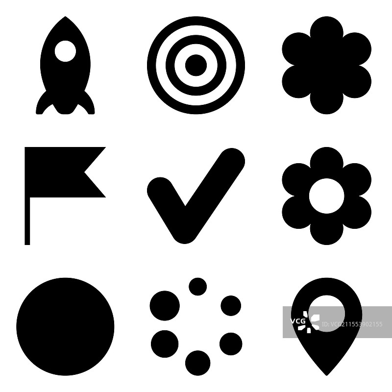 简单形状图标扁平图标集，孤立于背景上图片素材