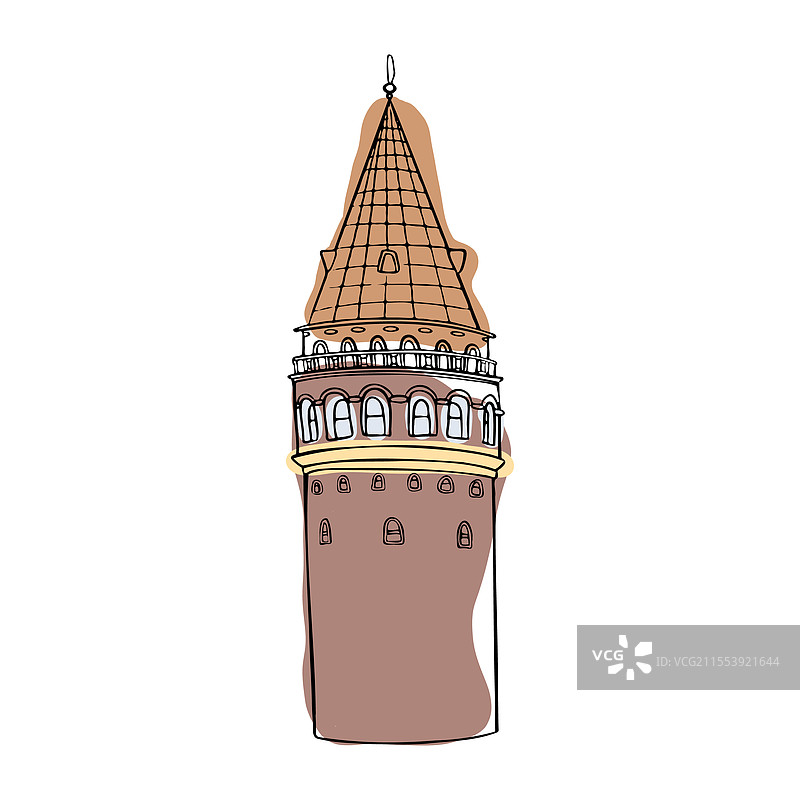 伊斯坦布尔的标志性加拉塔塔，一座历史悠久的建筑图片素材