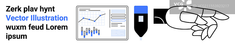 数据分析工具与图表、触控笔和手部动作图片素材