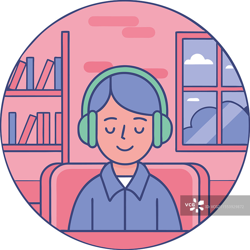 戴着耳机放松的女性图片素材