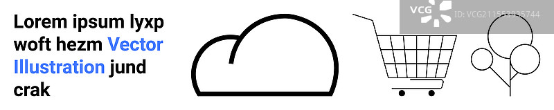 简化的云购物车和气球图片素材