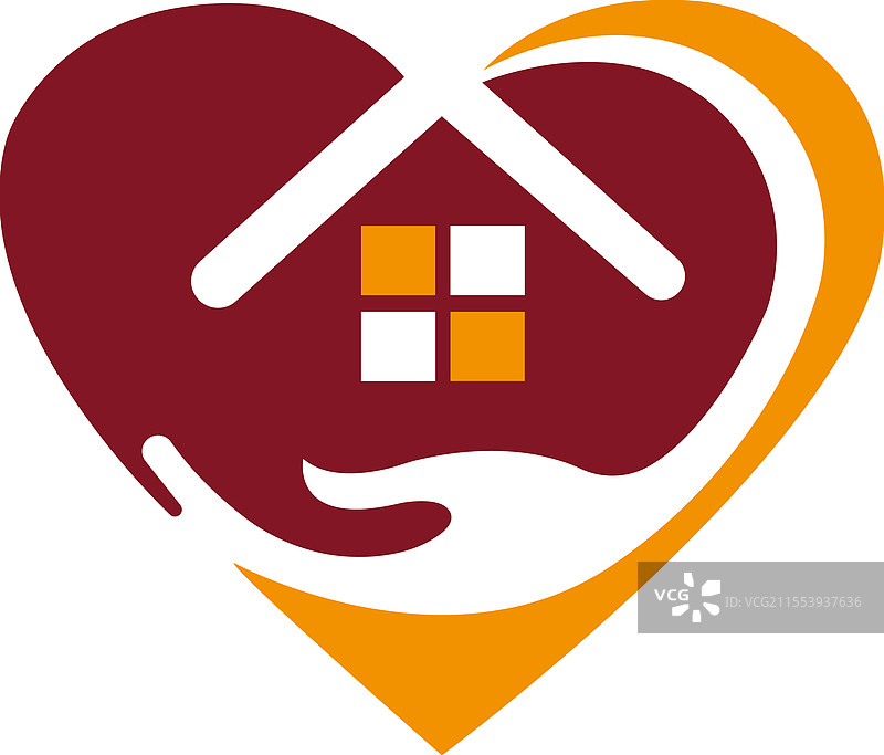 现代爱情家园标志，手掌象征关爱与呵护图片素材