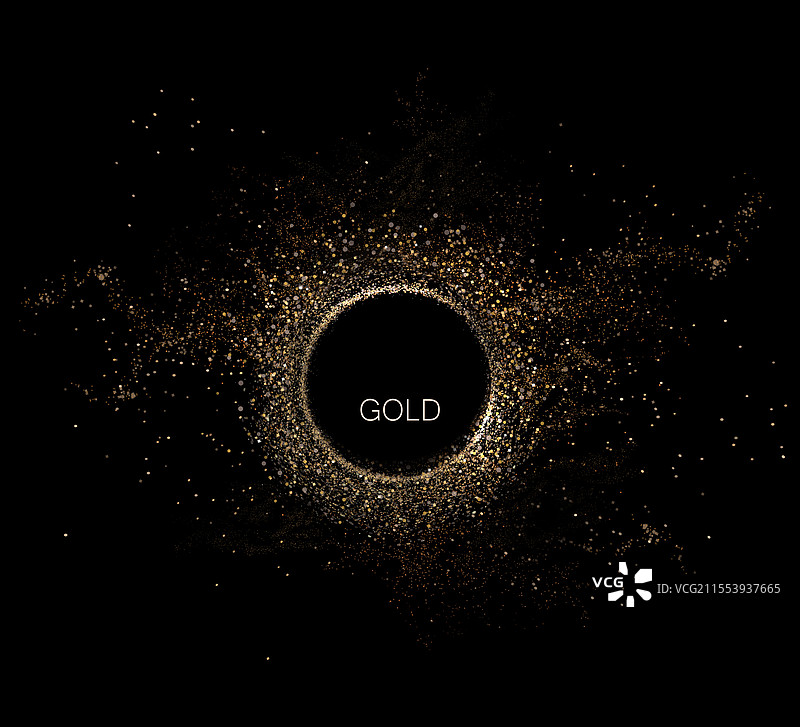 圆形孤立的金色框架，装饰着闪亮的金属丝图片素材