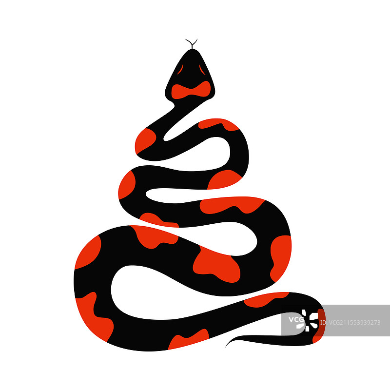 黑色和红色的响尾蛇简单图标图片素材