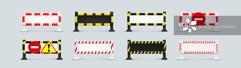 警告道路标志集，孤立在背景上图片素材