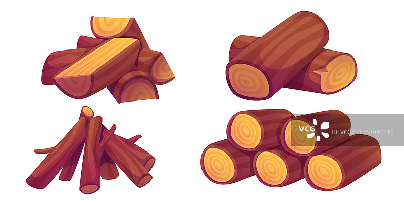 木材原木收集图片素材