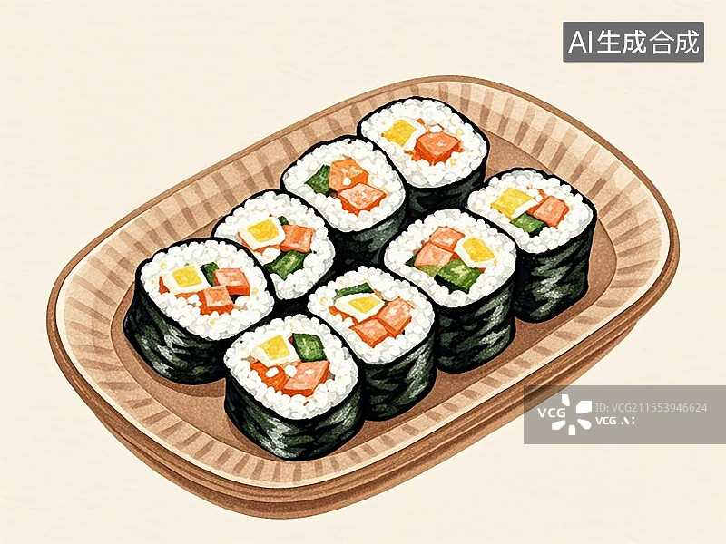 【AI数字艺术】国潮单品元素-紫菜包饭图片素材