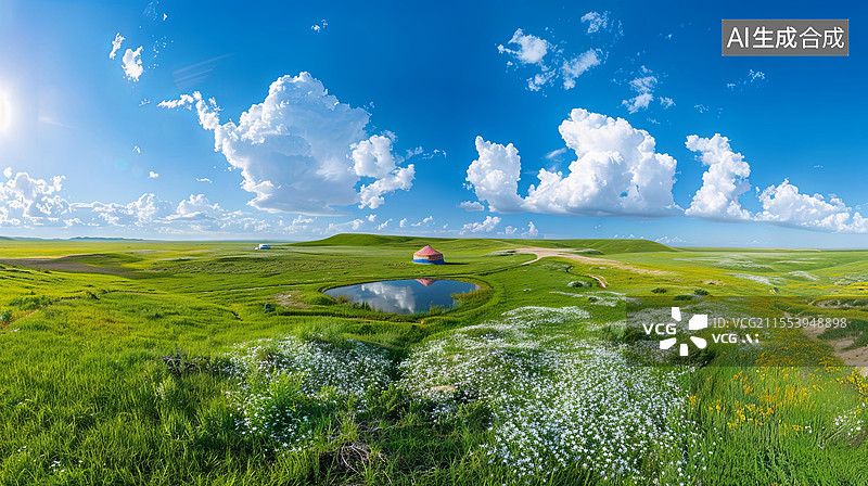 【AI数字艺术】在草原上的帐篷图片素材