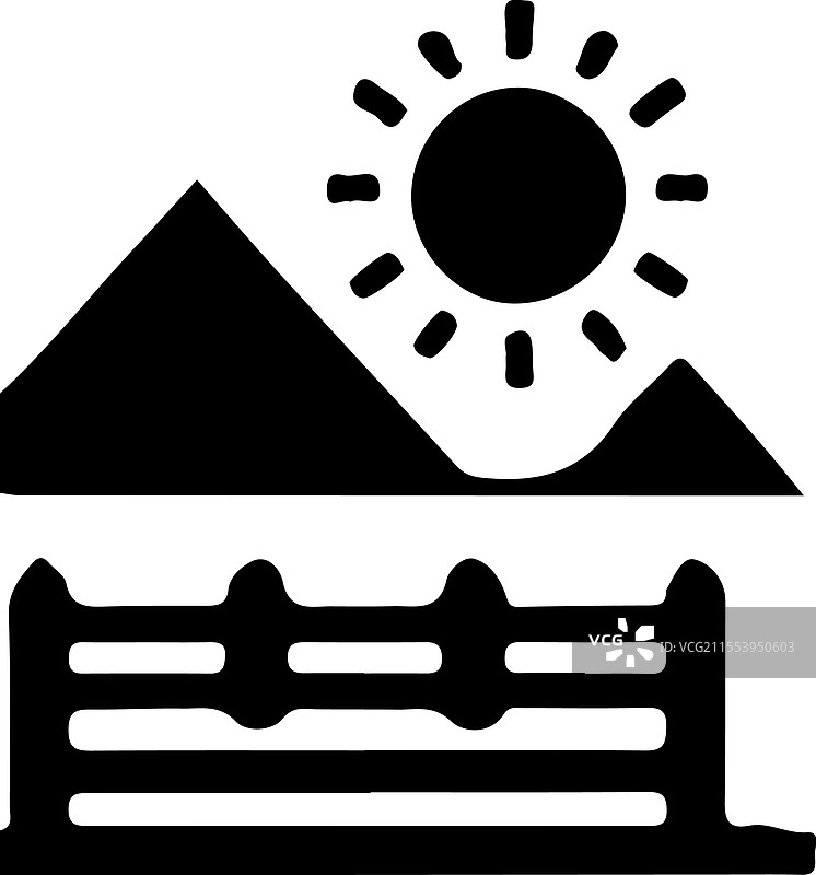 山丘轮廓太阳图标栅栏图标图片素材