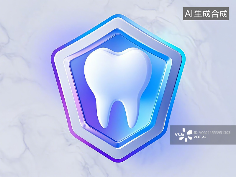 【AI数字艺术】透明背景的3D牙齿和护盾图标图片素材