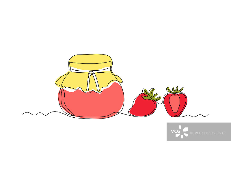 抽象的草莓果酱罐连续单一图案图片素材