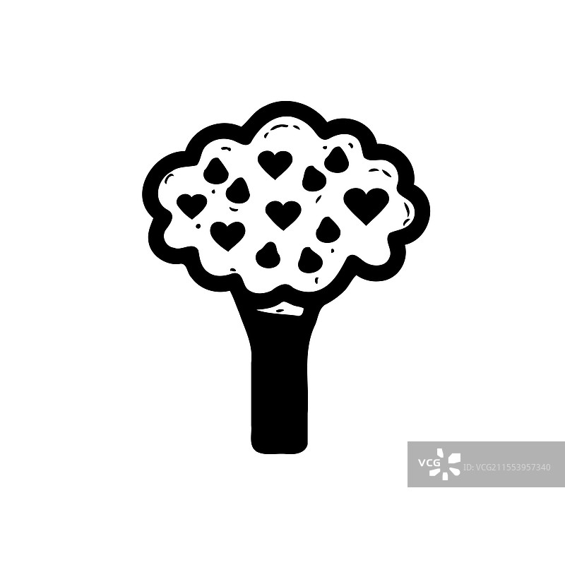手绘风格的爱心树图标图片素材
