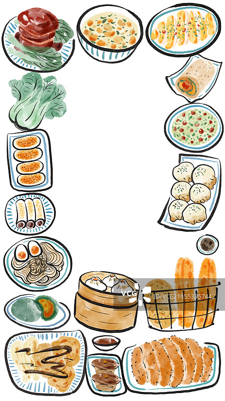 水墨风城市美食长图-上海图片素材