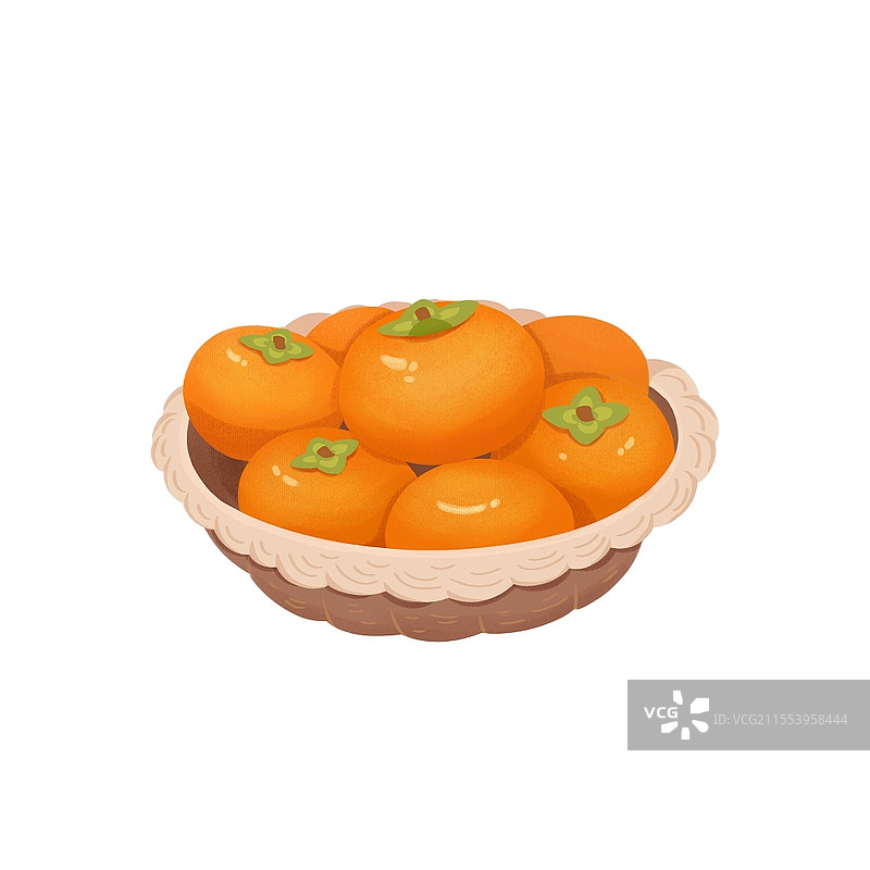 霜降柿子元素秋天柿子橘色卡通PNG素材24节气霜降柿子元素图片素材