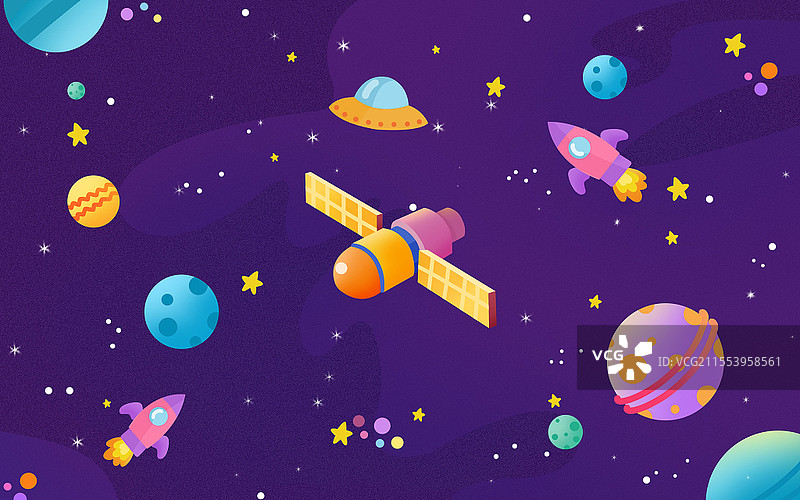 梦幻卡通肌理风格之宇宙星球插画图片素材