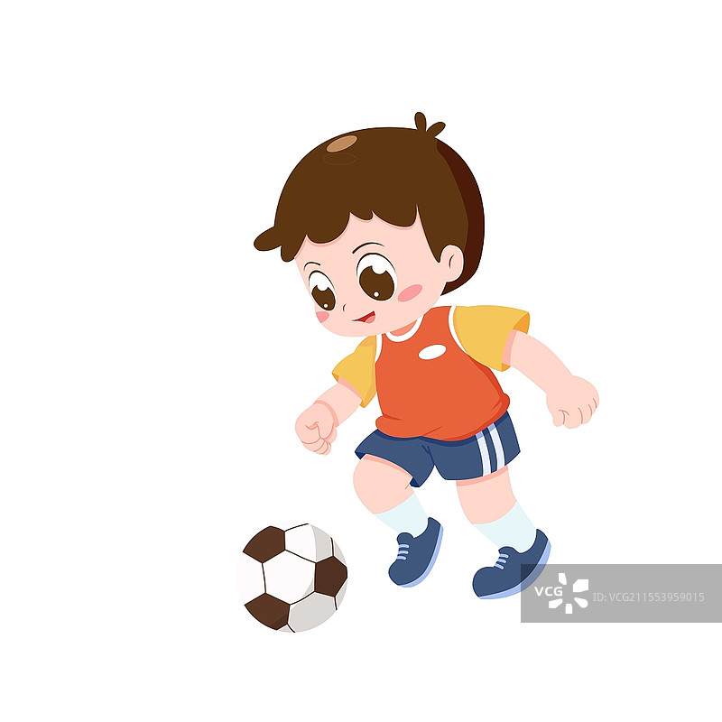 可爱男孩踢足球球类运动PNG素材踢足球元素图片素材